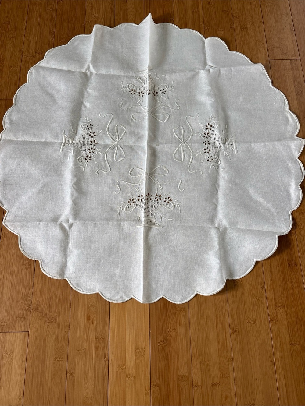 Vintage Table Topper with Cutwork and Whitework Embroidery- Timeless